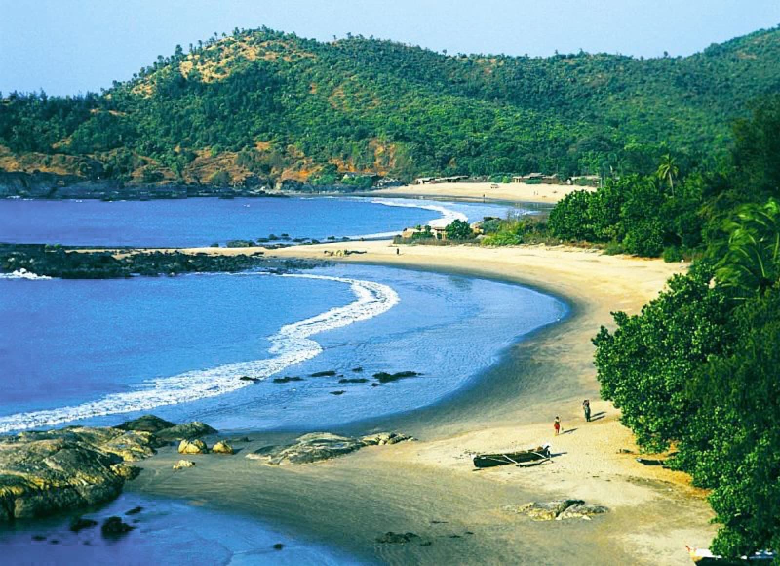 Palm-fringed beach cove in Gokarna, Karnataka