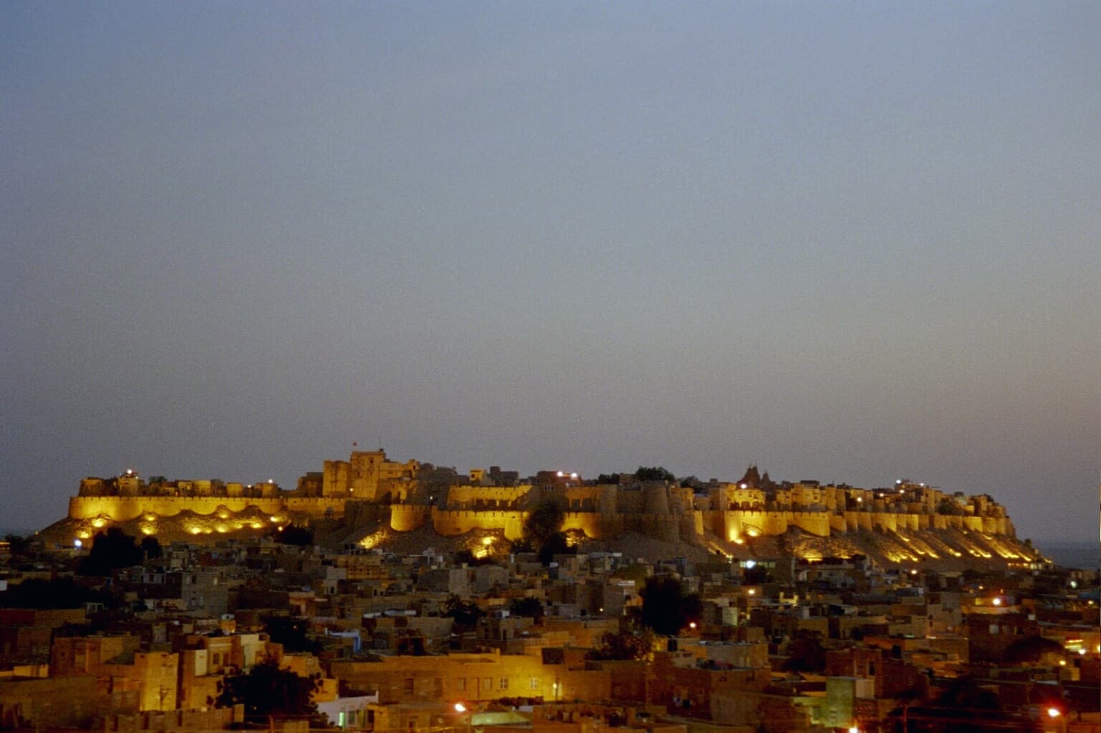 Golden sandstone walls of Jaisalmer Fort in the Thar Desert